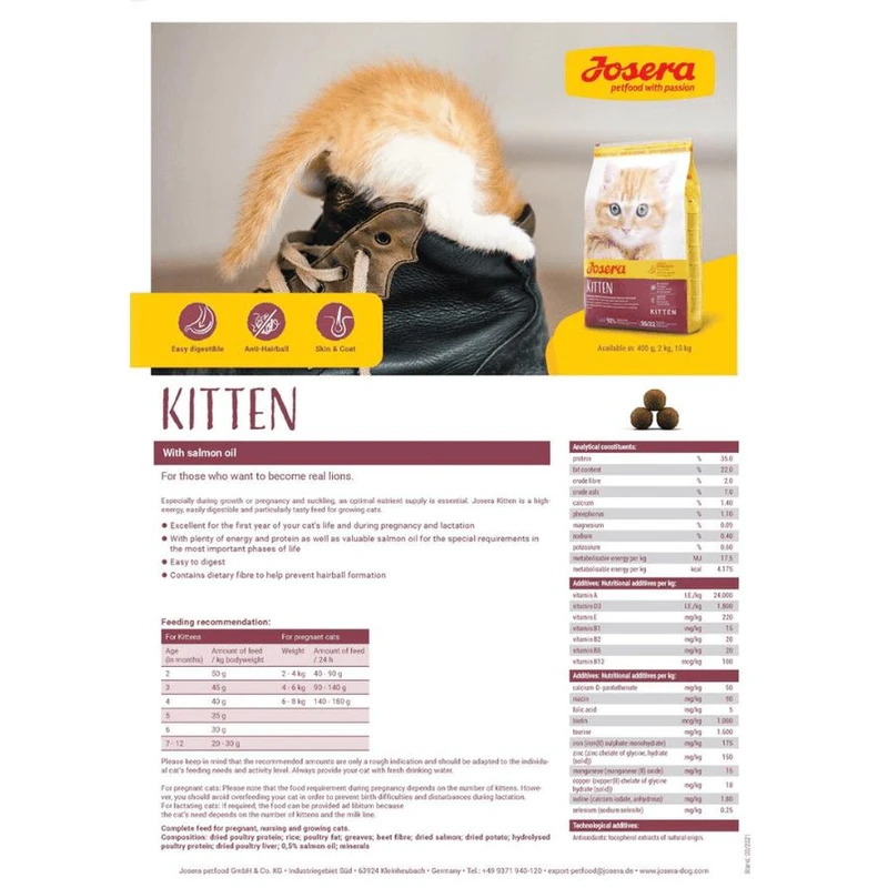 غذا خشک بچه گربه جوسرا مدل Kitten وزن 2 کیلوگرم